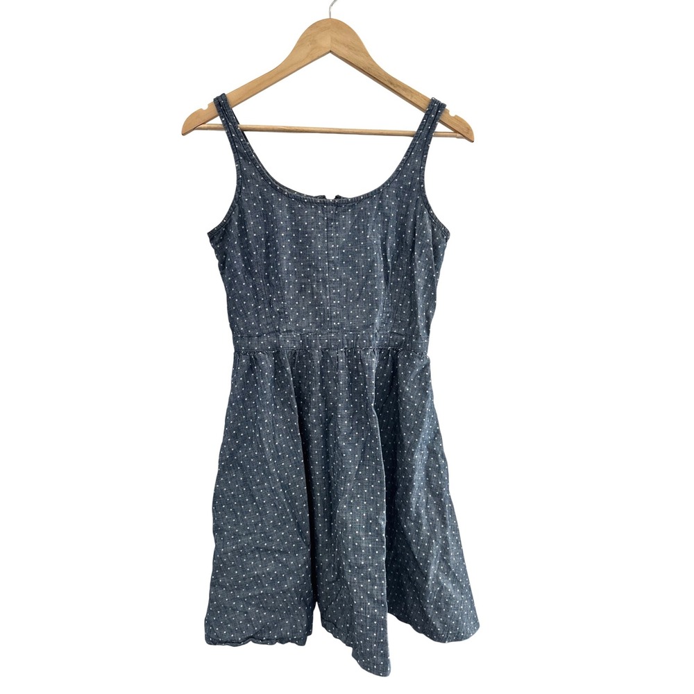 Gap Polka Dot Chambray Mini Dress Blue Sleeveless Size 6